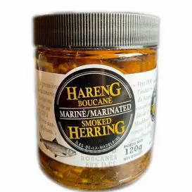 Container of marinated smoked herring